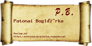 Patonai Boglárka névjegykártya