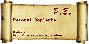 Patonai Boglárka névjegykártya